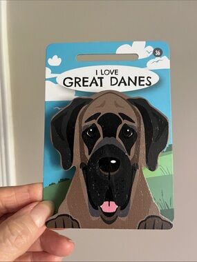 Pet & Critter I LOVE GREAT DANES Wooden Bag Clip, Fridge Magnet NWT